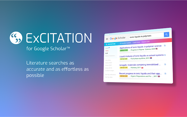 Screenshot 1 of ExCITATION – Journal Ranking & Impact Factor for Google Scholar™