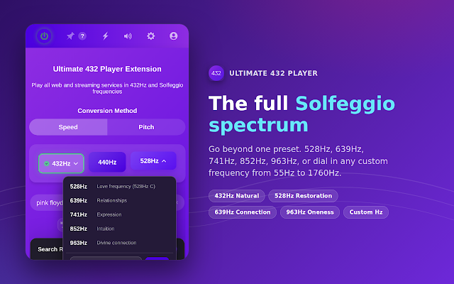 Screenshot 1 of Ultimate 432Hz Converter : Spotify YouTube Tidal & All Web Music Streaming