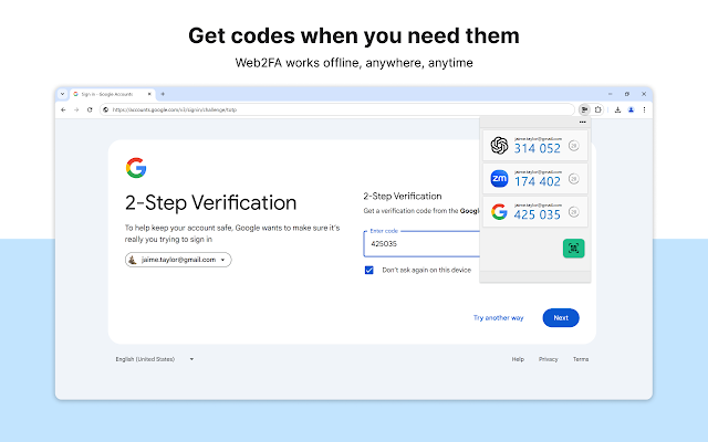 Screenshot 2 of Web2FA - Authenticator