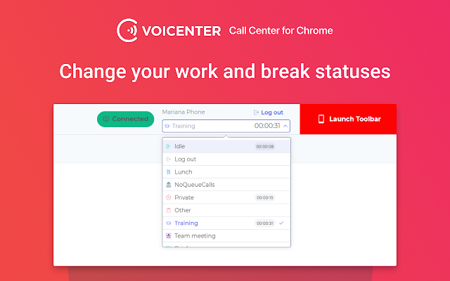 Screenshot 1 of Voicenter Contact Center Chrome application