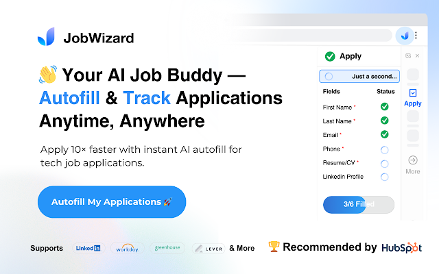 Screenshot 1 of JobWizard: AI Autofill for Workday, Greenhouse & 500+ Job Sites