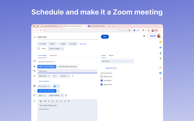 Screenshot 2 of Zoom Chrome Extension