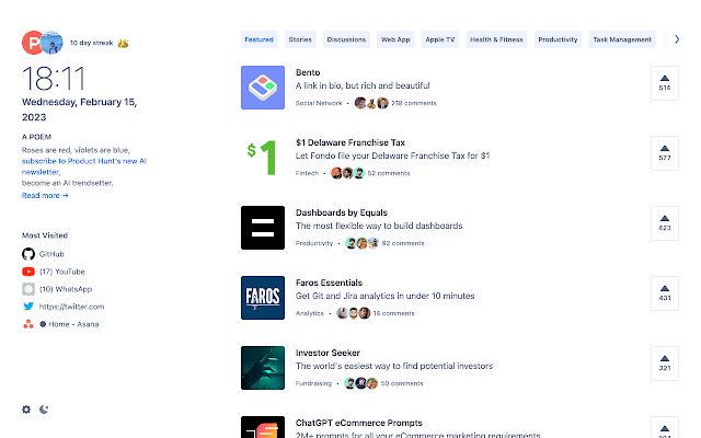 Screenshot 1 of Product Hunt