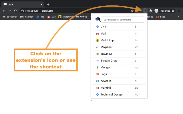 Screenshot 1 of Bookmarks Quick Search
