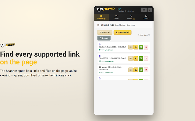 Screenshot 1 of AllDebrid Extension