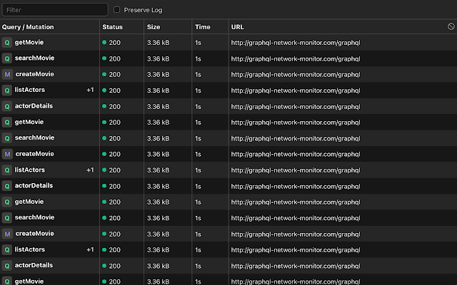 Screenshot 1 of GraphQL Network Inspector