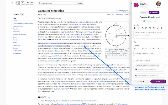 Screenshot 2 of SmarterHumans.ai: AI flashcards & notes deep-linked to videos & webpages