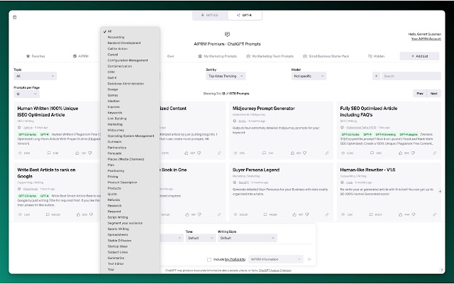 Screenshot 1 of AIPRM for ChatGPT